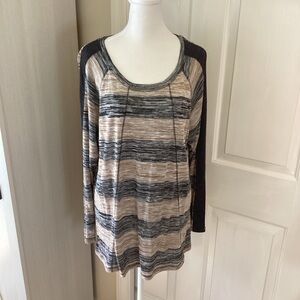 Striped Beige and Black Long Sleeve Top